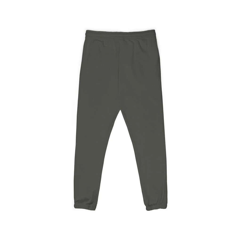 Men's dark grey jogger pants made from soft, breathable material, featuring elastic cuffs and waistband.