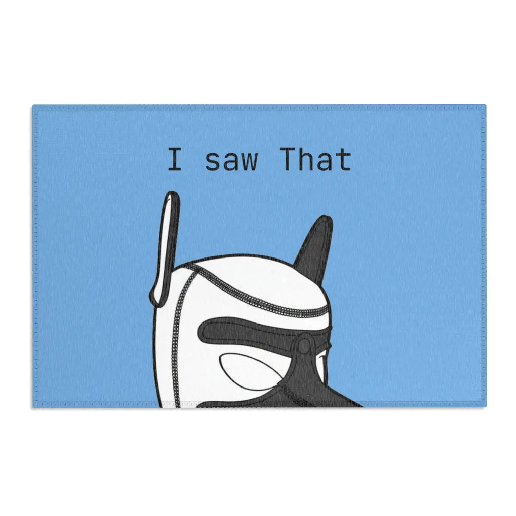 Artistic poster featuring a masked figure with black and white design on a light blue background.