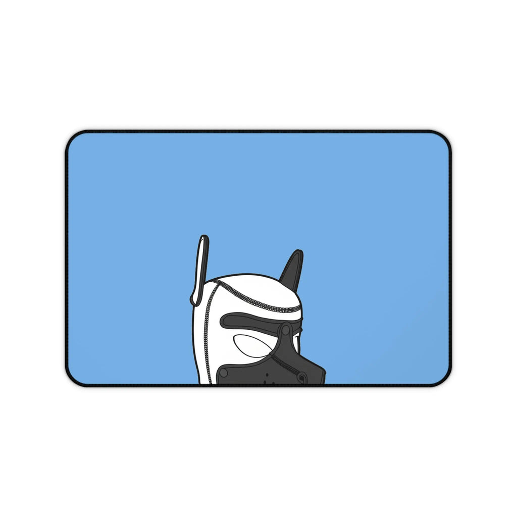 Stylish mouse pad featuring a cartoon masked character on a light blue background.