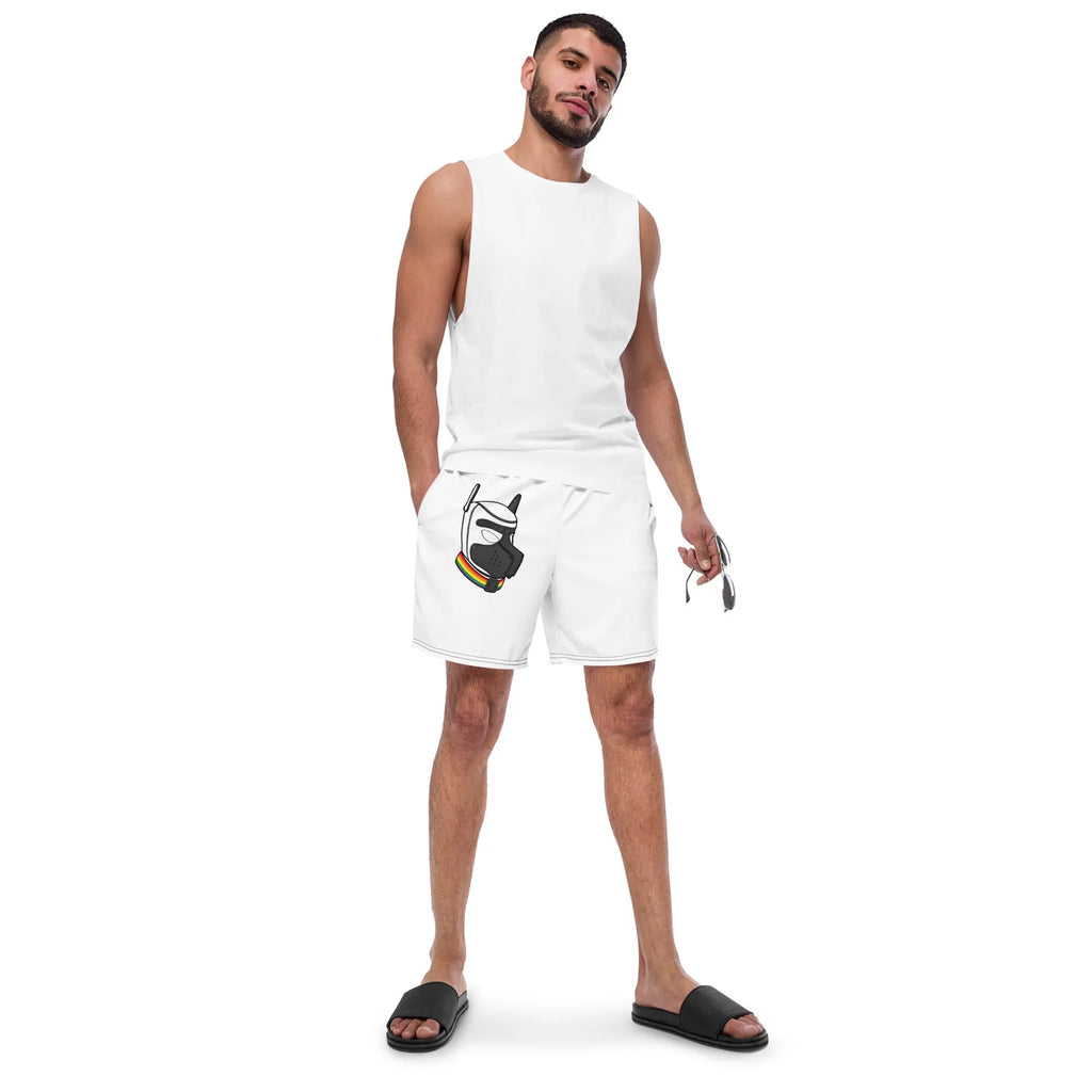 Men's white tank top and shorts set with graphic print, perfect for summer casual wear.