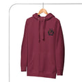 Maroon hoodie with paw print design, soft fabric, and front pocket for comfort and style.
