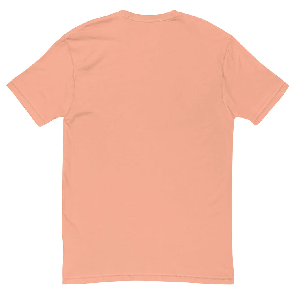 Back view of a soft peach cotton t-shirt for casual wear, featuring a classic fit and short sleeves.