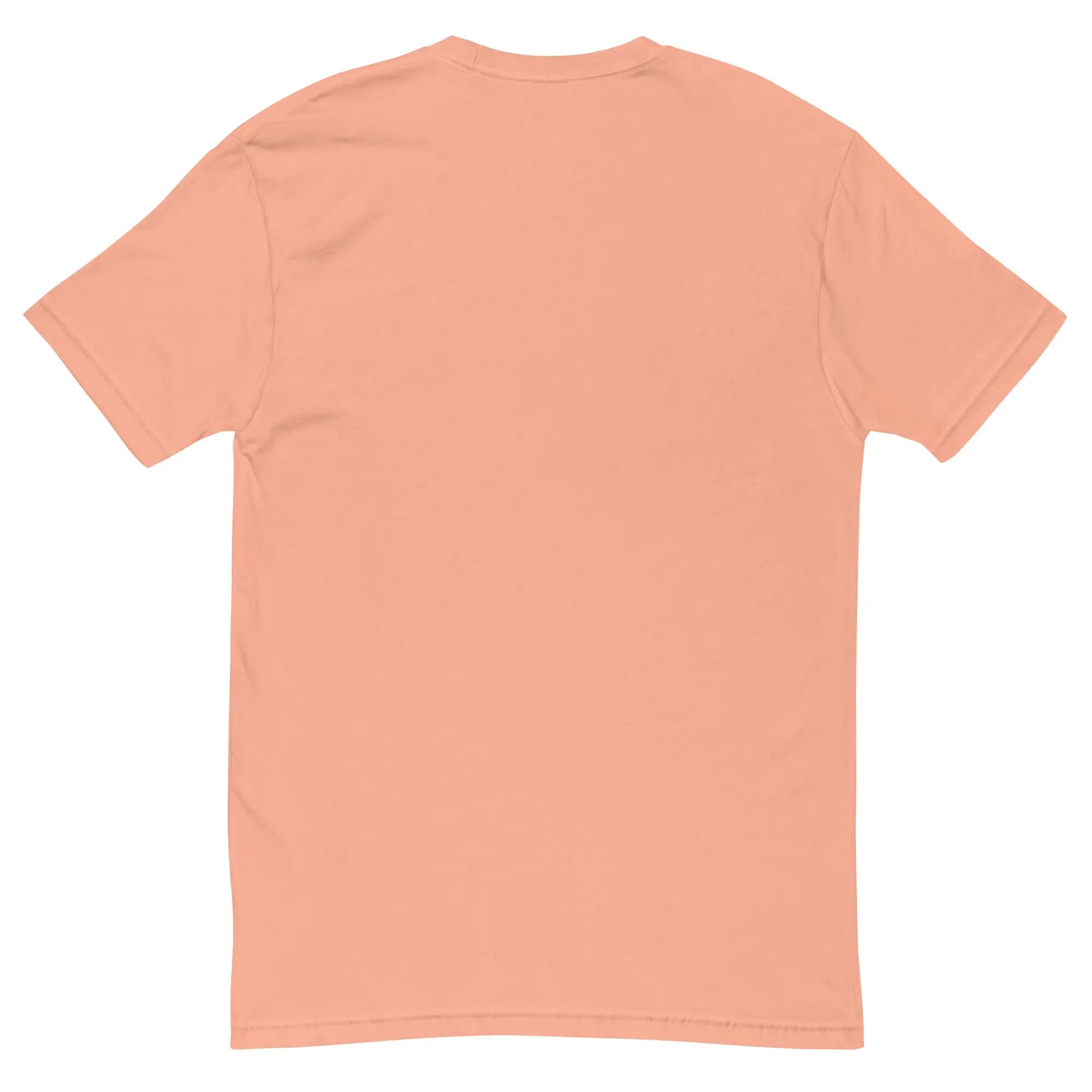 Back view of a soft peach cotton t-shirt for casual wear, featuring a classic fit and short sleeves.