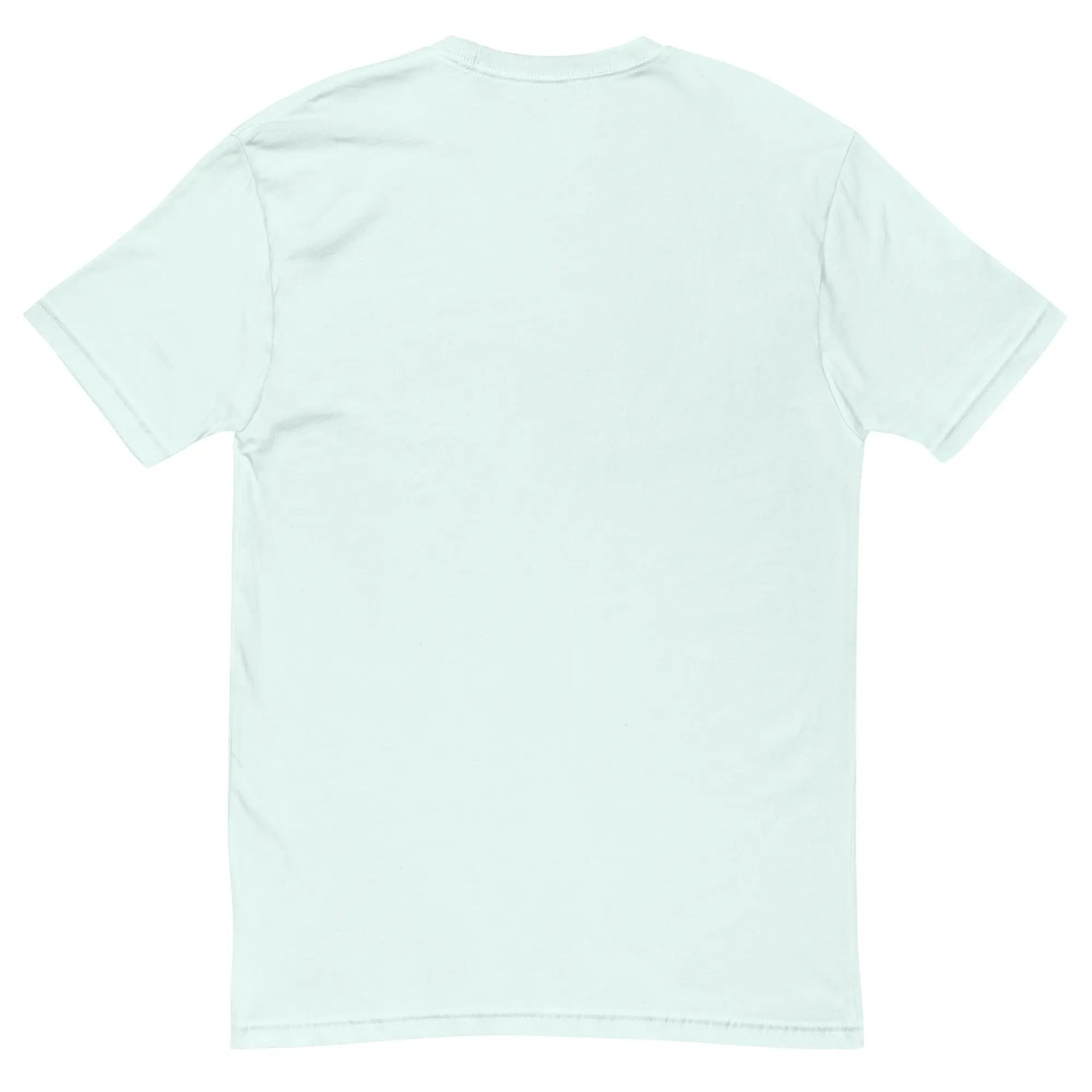 Back view of a light mint green cotton t-shirt, featuring a classic crew neck and short sleeves.