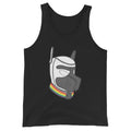 Black tank top featuring a colorful dog mask graphic, perfect for casual wear or themed events.