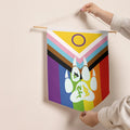 Colorful wall banner featuring a paw print design with rainbow stripes, perfect for pet lovers' decor.